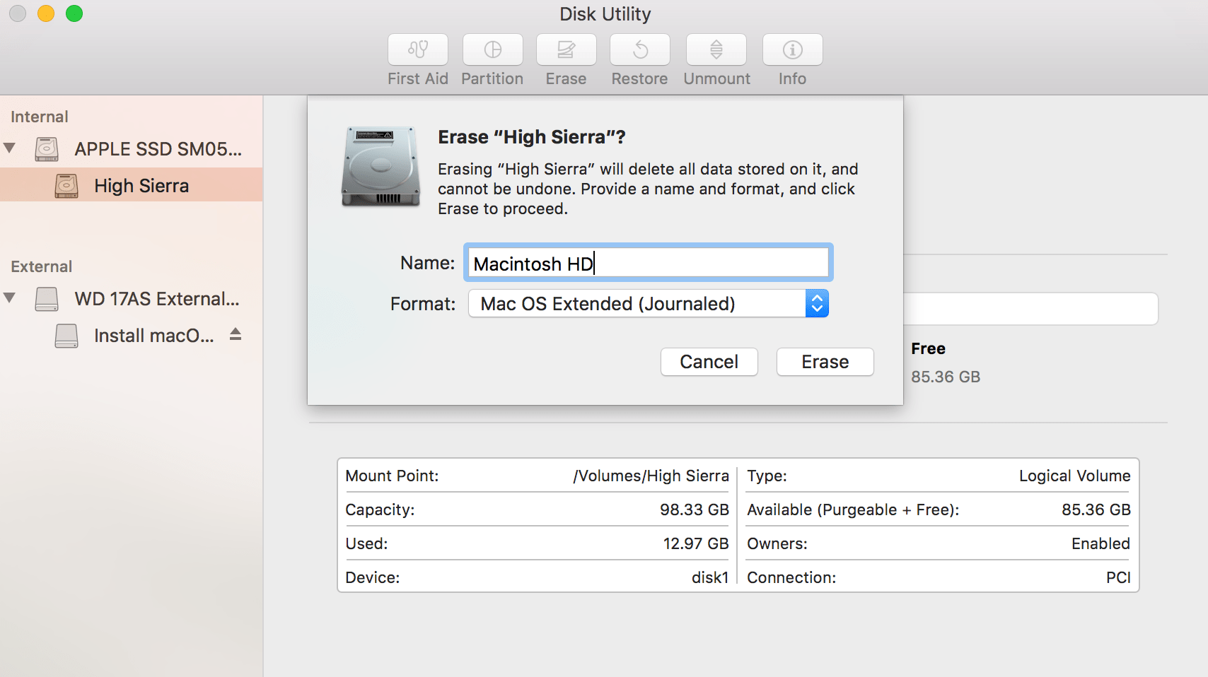 what is the file format for mac sierra